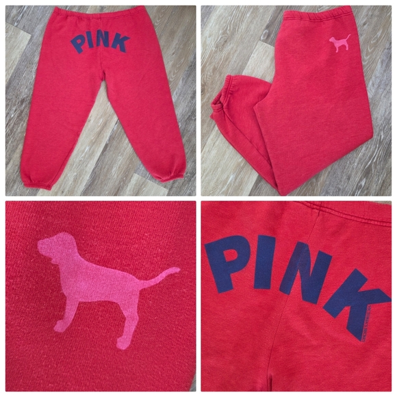 PINK Victoria's Secret Pants - Victoria's Secret PINK Vintage Puppy Dog Logo Jogger Sweatpants Drawcord PJ's